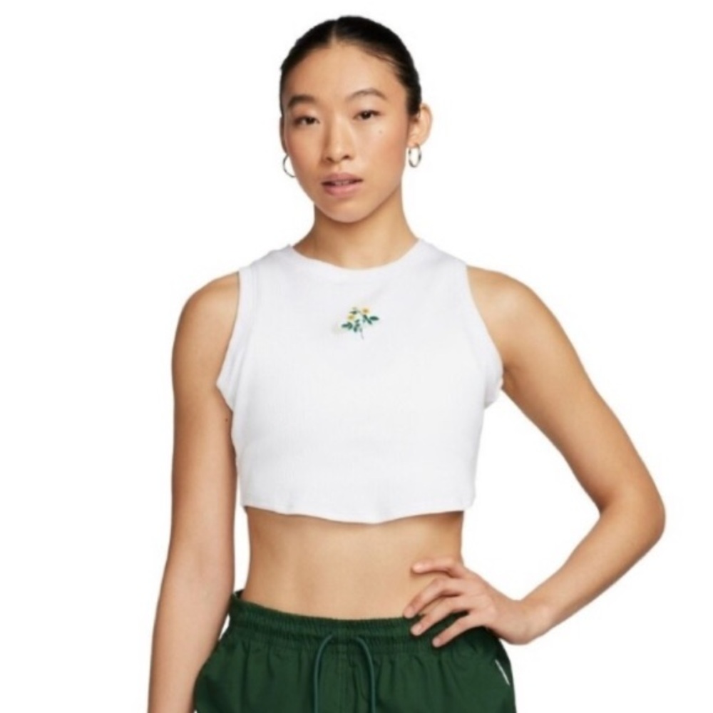 NIKE 🌼 Floral Ribbed Crop Tank Top